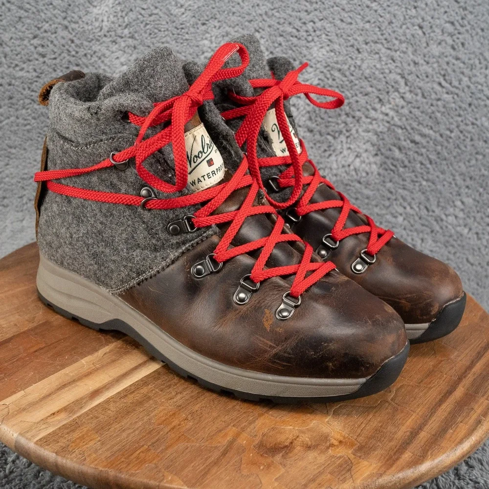 Woolrich Waterproof Womens Rockies II Boots Brown Leather Wool Lace Up Hiking 10